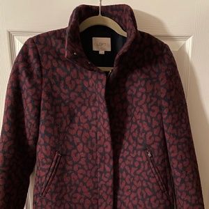 Loft Animal Print Funnel Neck Coat